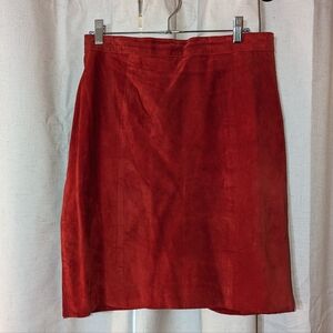 Red Suede Leather Skirt Size 14